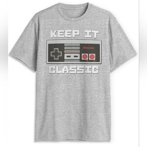 Graphic Men's Nintendo Gray Classic Controller T-Shirt. Size XL. New In Plastic